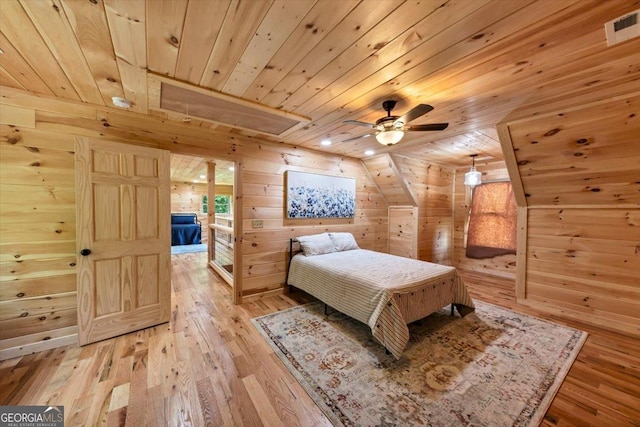 2092 Pleasant Hill Rd NE, Ranger, GA 30734 - bedroom with wood ceiling, wooden walls, and light wood finished floors