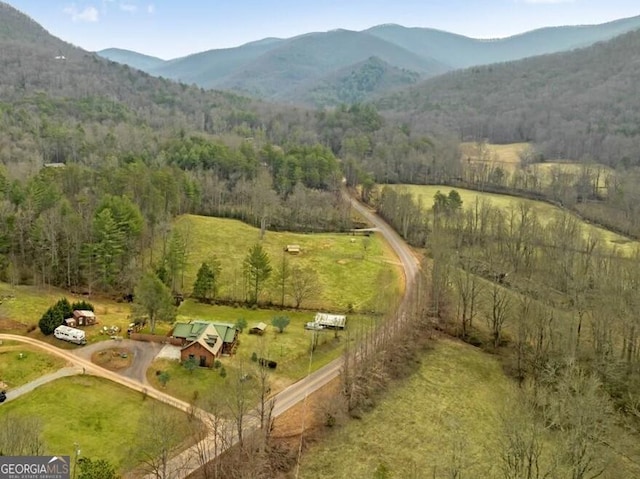 4253 Swallows Creek Rd, Hiawassee, GA 30546 - aerial overview of property's location with rural landscape and mountains