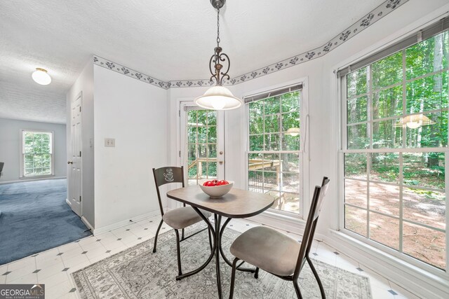 3 Maplelake Dr, Acworth, GA 30101 - dining space featuring a textured ceiling and tile patterned floors