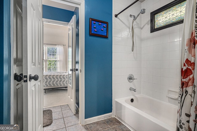 351 Prestbury Ct, Suwanee, GA 30024 - bathroom with shower / bath combination with curtain, ensuite bathroom, and tile patterned flooring