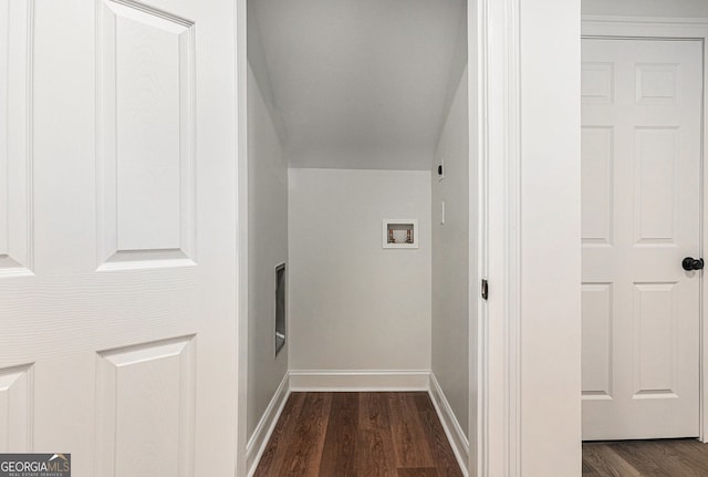 351 Prestbury Ct, Suwanee, GA 30024 - washroom featuring dark wood-style flooring and hookup for a washing machine