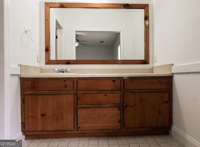 500 Holmes St, Barnesville, GA 30204 - bathroom featuring vanity, ceiling fan, and tile patterned flooring