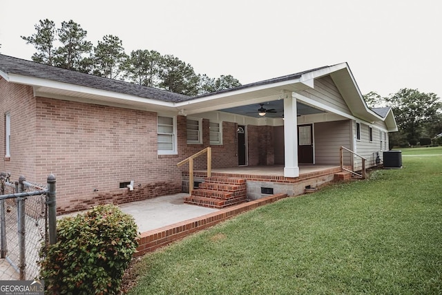 500 Holmes St, Barnesville, GA 30204 - rear view of house with ceiling fan, crawl space, and brick siding