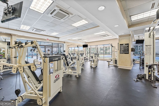 1280 W Peachtree St NW Unit 808, Atlanta, GA 30309 - workout area with a drop ceiling and a raised ceiling