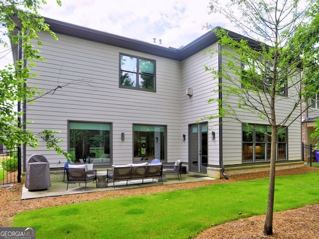913 Sunny Meadows Ln, Marietta, GA 30062 - rear view of property featuring outdoor lounge area, a patio, and a yard