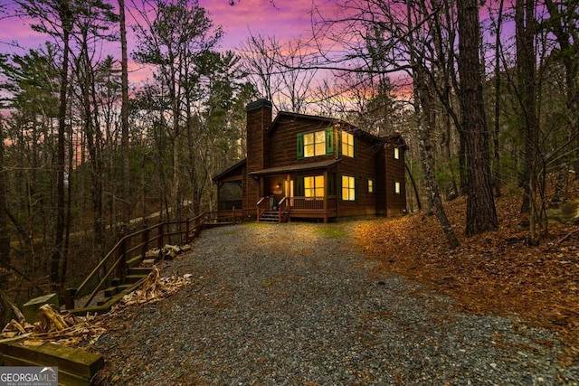 230 Grove Ln Unit 3642, Ellijay, GA 30540 - view of front of home featuring a chimney and gravel driveway