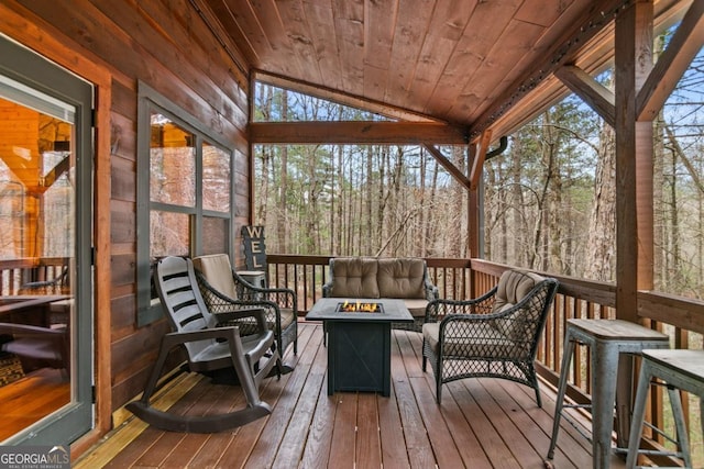 230 Grove Ln Unit 3642, Ellijay, GA 30540 - wooden deck with an outdoor living space with a fire pit