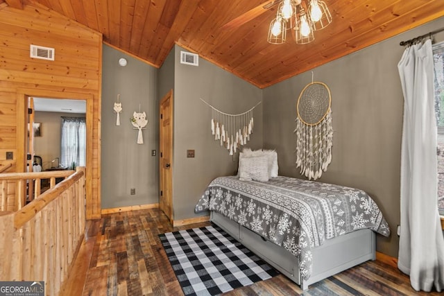 230 Grove Ln Unit 3642, Ellijay, GA 30540 - bedroom featuring wood-type flooring, wooden ceiling, and lofted ceiling