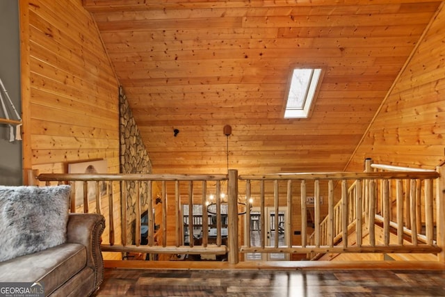 230 Grove Ln Unit 3642, Ellijay, GA 30540 - unfurnished room with wood ceiling, vaulted ceiling, a skylight, a relaxing sauna, and wooden walls