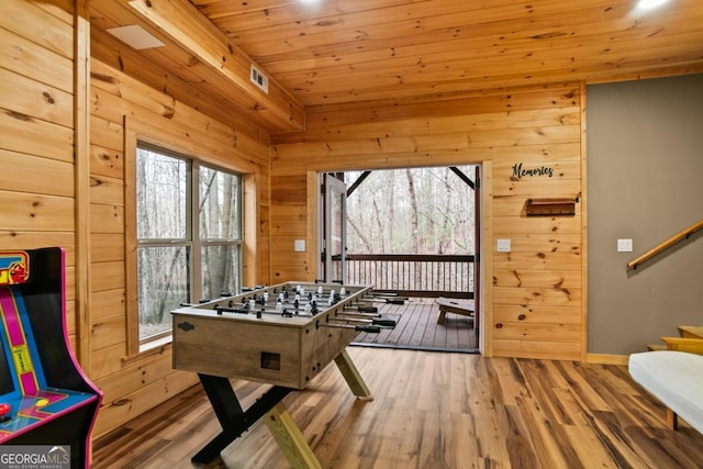 230 Grove Ln Unit 3642, Ellijay, GA 30540 - recreation room featuring wood finished floors, wood walls, and wood ceiling