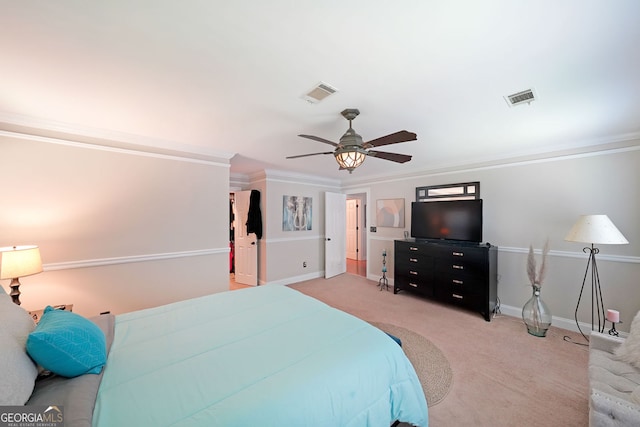 1313 Old Countryside Cir, Stone Mountain, GA 30083 - bedroom featuring carpet, ornamental molding, and a ceiling fan