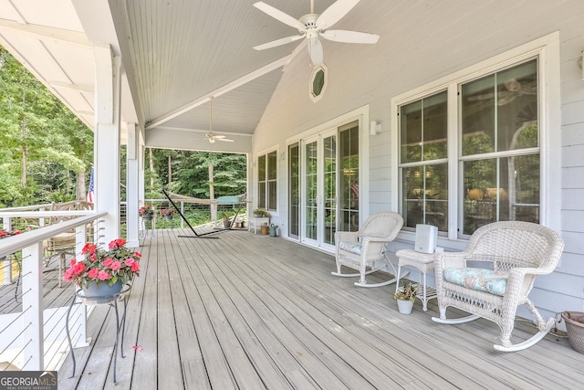 682 Tanglewood Ln, Ellijay, GA 30540 - wooden porch featuring a ceiling fan