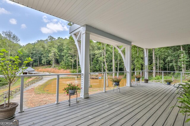 682 Tanglewood Ln, Ellijay, GA 30540 - wooden terrace with a view of trees