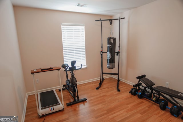691 Walnut Woods Dr, Braselton, GA 30517 - workout room with wood finished floors and baseboards