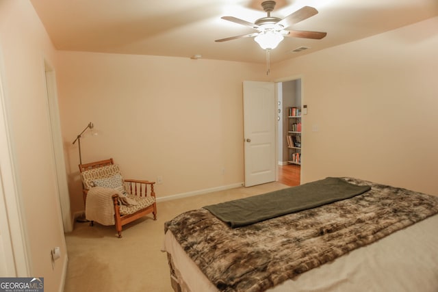 691 Walnut Woods Dr, Braselton, GA 30517 - bedroom featuring light carpet and ceiling fan