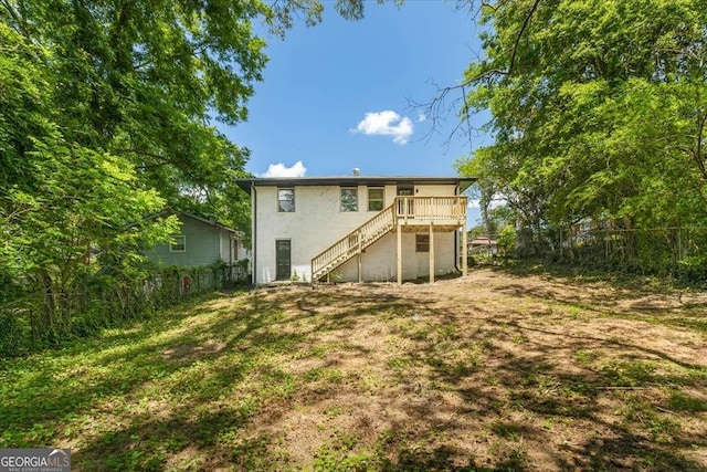 1400 N Ave NW, Atlanta, GA 30318 - rear view of house featuring stairs, a fenced backyard, and a deck