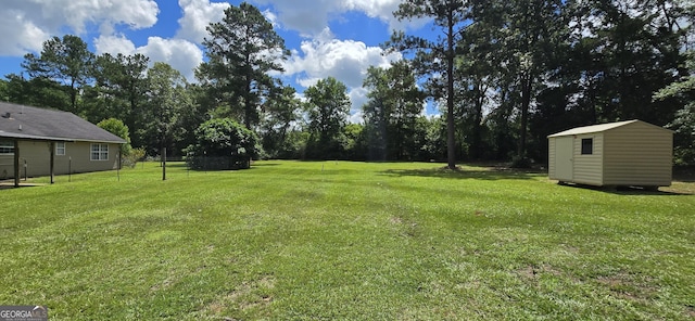 467 Witherington Cir, East Dublin, GA 31027 - view of green lawn featuring a shed and view of scattered trees