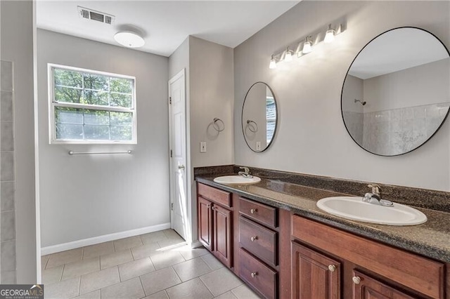 410 Sheringham Ct, Roswell, GA 30076 - bathroom with double vanity and tile patterned flooring