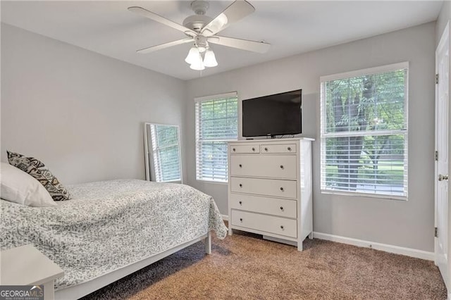 410 Sheringham Ct, Roswell, GA 30076 - bedroom with light carpet and a ceiling fan