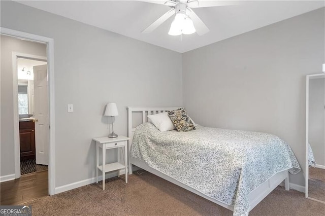 410 Sheringham Ct, Roswell, GA 30076 - carpeted bedroom with baseboards and a ceiling fan