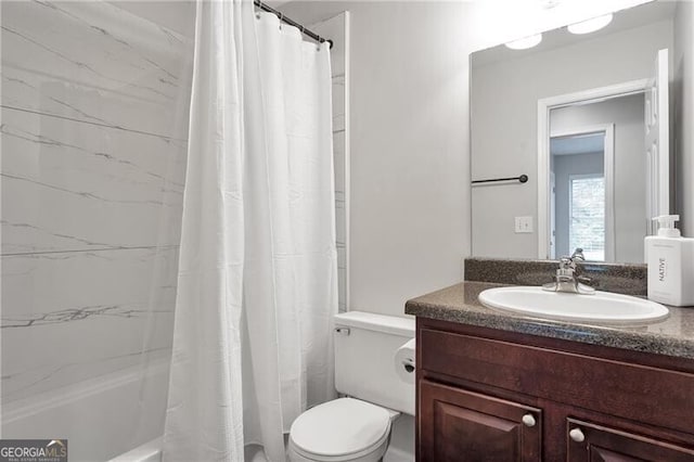410 Sheringham Ct, Roswell, GA 30076 - full bathroom with vanity and shower / bath combination with curtain