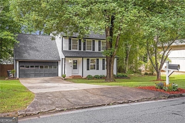 410 Sheringham Ct, Roswell, GA 30076 - traditional-style house with concrete driveway, an attached garage, a front lawn, and roof with shingles