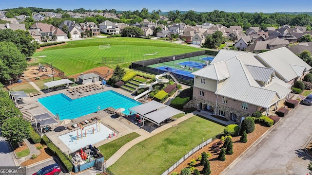 2470 Green Mountain Dr, Braselton, GA 30517 - aerial perspective of suburban area featuring a pool area