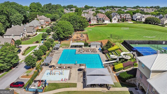 2470 Green Mountain Dr, Braselton, GA 30517 - aerial view of residential area featuring a pool area