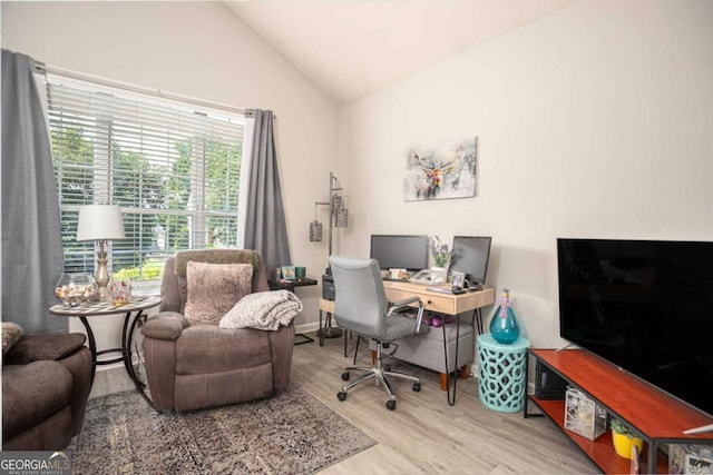 1511 Rocky Knoll Ln, Dacula, GA 30019 - office area featuring wood finished floors and lofted ceiling