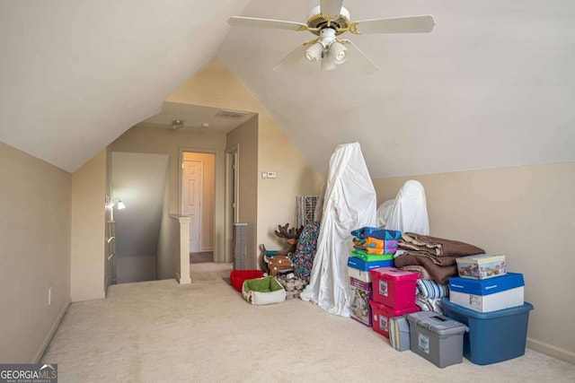 1511 Rocky Knoll Ln, Dacula, GA 30019 - additional living space with vaulted ceiling, carpet floors, and ceiling fan