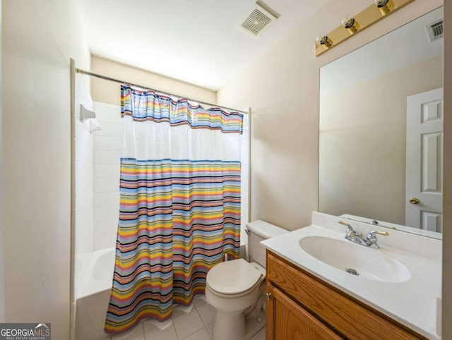 1511 Rocky Knoll Ln, Dacula, GA 30019 - full bathroom featuring vanity, tile patterned flooring, and shower / bath combo