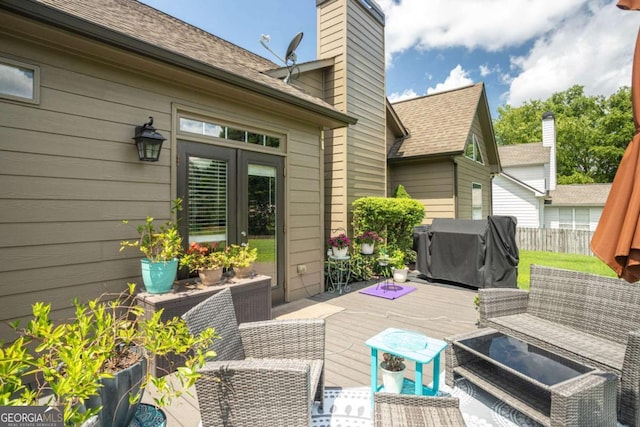 1511 Rocky Knoll Ln, Dacula, GA 30019 - view of patio with outdoor lounge area, a deck, and area for grilling