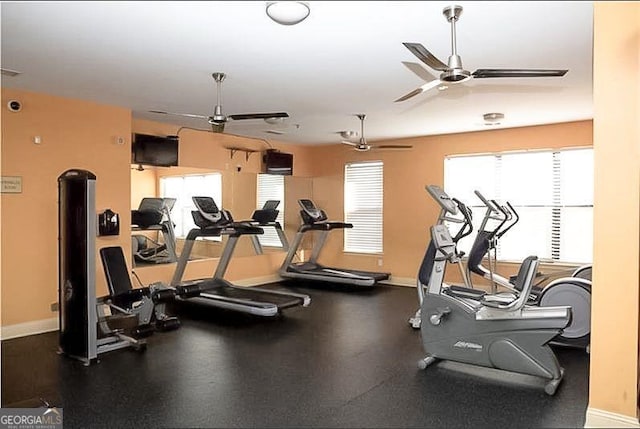 898 Oak St SW Unit 1215, Atlanta, GA 30310 - gym featuring baseboards and a ceiling fan