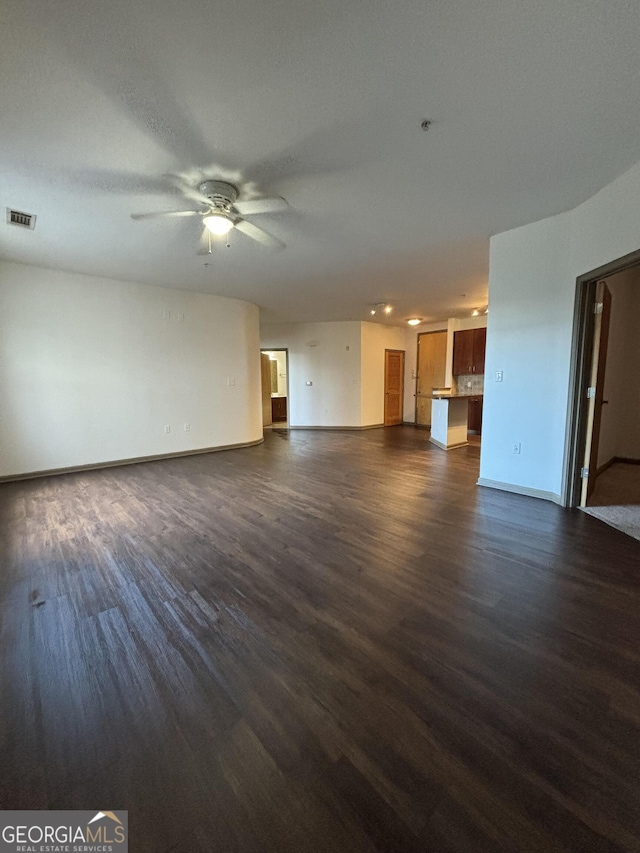 898 Oak St SW Unit 1215, Atlanta, GA 30310 - unfurnished living room with dark wood finished floors, ceiling fan, and recessed lighting