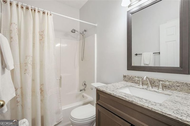 13440 Avensong Xing, Alpharetta, GA 30004 - bathroom featuring vanity and shower / tub combo with curtain