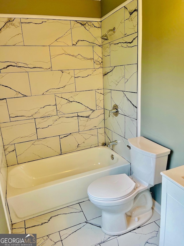935 Mccall Rd, Macon, GA 31217 - bathroom featuring marble look tile flooring,  shower combination, and vanity