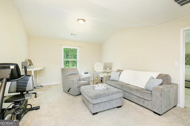 232 Shelton Cir, Temple, GA 30179 - living area with an office area, carpet, and vaulted ceiling