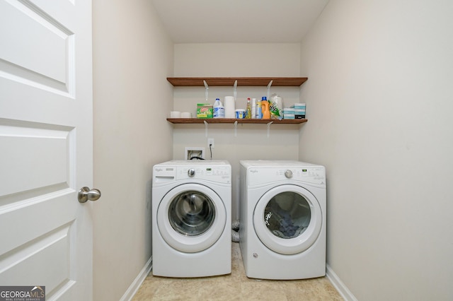 232 Shelton Cir, Temple, GA 30179 - laundry area with independent washer and dryer and baseboards