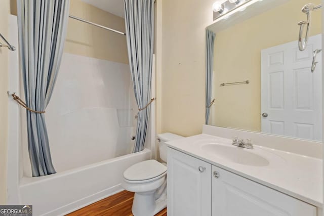 773 Van Briggle Path, Sugar Hill, GA 30518 - bathroom featuring shower / tub combo, vanity, and wood finished floors