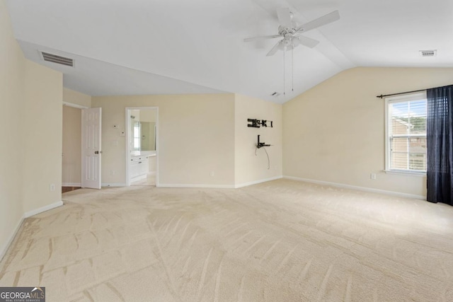 773 Van Briggle Path, Sugar Hill, GA 30518 - unfurnished room featuring ceiling fan, lofted ceiling, and light colored carpet