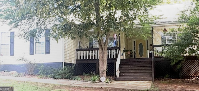214 Sugar Hill Ct, Jackson, GA 30233 - back of property featuring a deck and stairway