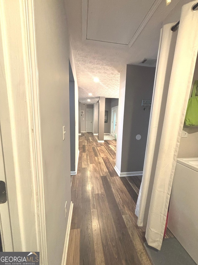 214 Sugar Hill Ct, Jackson, GA 30233 - corridor featuring dark wood finished floors and a textured ceiling