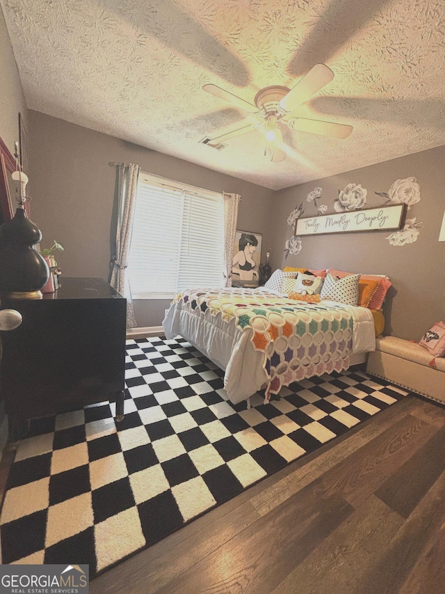 214 Sugar Hill Ct, Jackson, GA 30233 - bedroom with a textured ceiling, tile patterned floors, and a ceiling fan
