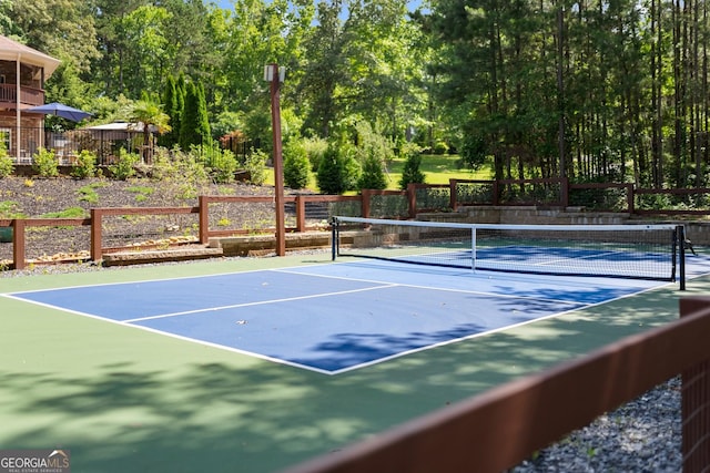 1572 Azalea Dr, Lawrenceville, GA 30043 - view of tennis court featuring view of wooded area