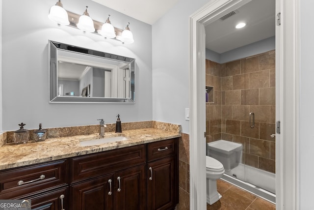1572 Azalea Dr, Lawrenceville, GA 30043 - bathroom featuring vanity, a shower stall, and tile patterned floors