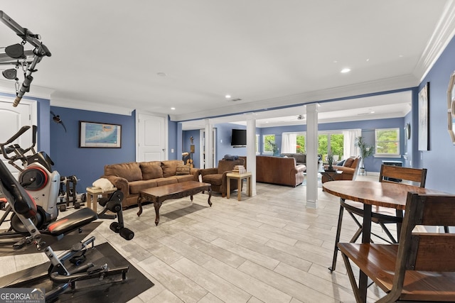 1572 Azalea Dr, Lawrenceville, GA 30043 - living area with ornamental molding and recessed lighting