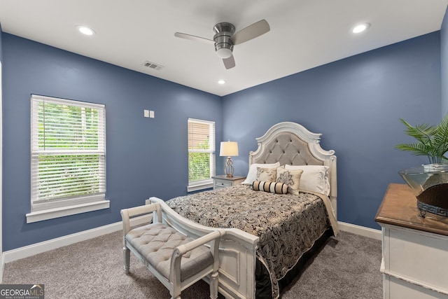 1572 Azalea Dr, Lawrenceville, GA 30043 - carpeted bedroom with ceiling fan and recessed lighting