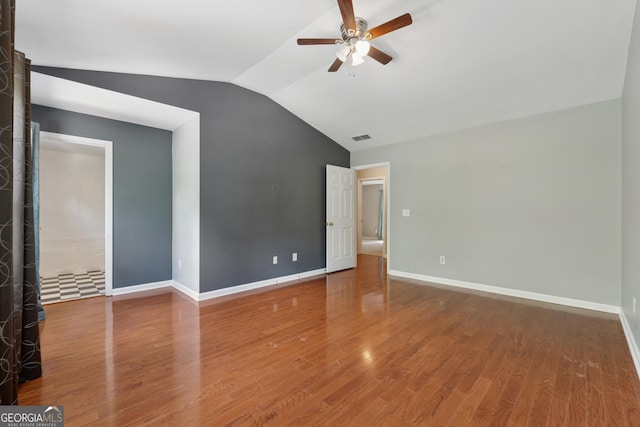 13495 Spring View Dr, Alpharetta, GA 30004 - spare room with a ceiling fan, lofted ceiling, and wood finished floors
