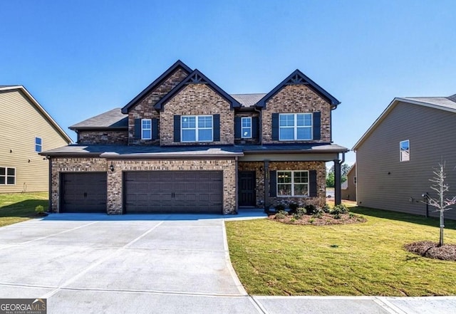 1172 Faulkner Way, Jonesboro, GA 30238 - craftsman-style house featuring driveway, a front yard, brick siding, and a garage