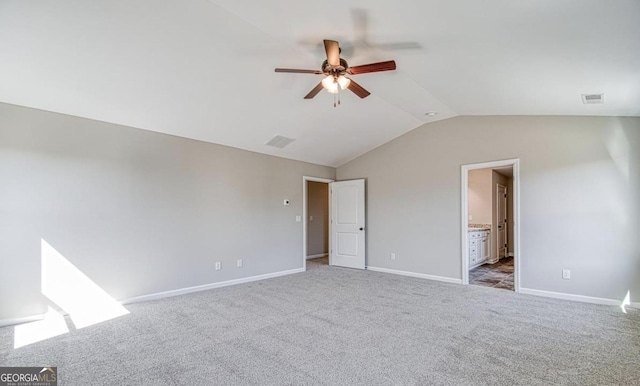 1172 Faulkner Way, Jonesboro, GA 30238 - unfurnished bedroom with lofted ceiling, carpet flooring, ensuite bathroom, and a ceiling fan